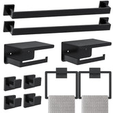 Kiakuoow matte black 23.6-inch towel bar on wall for organized bathroom storage