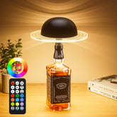KIBTOY Wireless Bottle Lamp in front view, soft ambient light for a modern home bar.