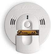 Kidde smoke and CO detector hardwired with red LED alert status