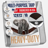 KING-A-MA-JIGS 12x12 heavy-duty tarp provides durable outdoor coverage