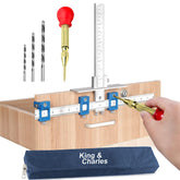 King&Charles cabinet jig with automatic center punch for precision drilling