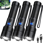 KINGCAESAR 3-pack flashlights deliver up to 90,000 lumens for bright outdoor visibility.