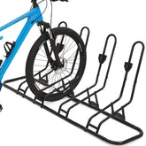 Kinghouse floor bike stand side view showing four-bike storage and stability