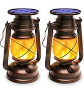 KINGLEAD solar lantern with flaming flame creates cozy outdoor evenings.