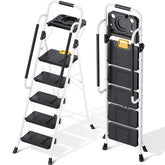 KINGRACK folding 5-step ladder with safety lock, ready for high reach tasks