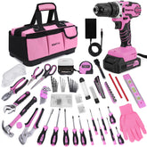 KingTool 267-piece pink tool kit for home DIY projects and organization.