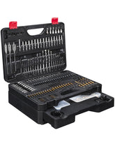 KingTool 400pcs drill bit set in a sliding drawer for quick access.