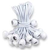 Kinzomor 6-inch white tarp ball bungee secures tarps outdoors