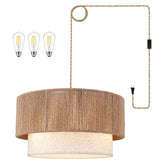 Kirahee plug-in pendant light with rattan shade close-up for warm ambience