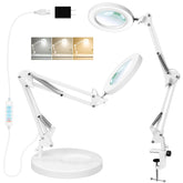 KIRKAS 10X magnifying lamp base provides stable hands-free viewing for detailed work.