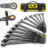 KJE 90-tooth ratchet close-up for tight-space work.