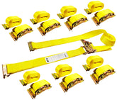 KJE E-Track straps in an eight-pack setup securing cargo neatly for safe transport.