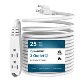 K KASONIC 25ft extension cord coiled, ideal for flexible indoor setup.
