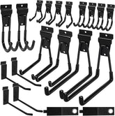 Klasit slatwall hooks black 20-pack on wall display for organized garage storage.