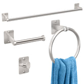 KLJKPA brushed nickel 24-inch towel bar in a modern bathroom for organized towels