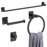 KLJKPA matte black towel bar provides sturdy, room-saving storage in the bathroom.
