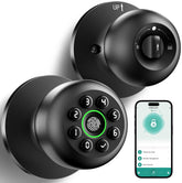 KLLOQUE fingerprint door lock matte black front view for secure entry