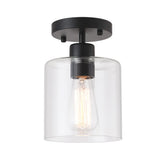 KLSS black semi-flush ceiling light, front view for entryways