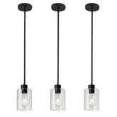 KLSS black pendant lights with 12-inch 3-stem downrods for versatile kitchen islands