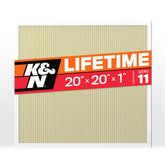 K&N 20x20x1 HVAC filter shows durable construction for long-lasting home air protection.