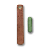 Knafs leather strop compact 6x1 keeps pocket knives sharp on the go.