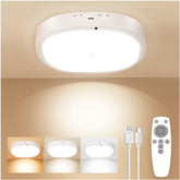 KNHUOS rechargeable motion sensor ceiling light in packaging for quick setup.