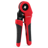 Knoweasy 16-4 ferrule crimping tool front angle shows precise, square crimps for reliable wiring