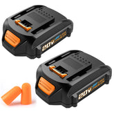 Koedsion 2Pack 3000mAh battery front view for Worx, extended runtime