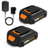 Koedsion Worx 20V battery 2-pack powers tools with extended runtime.