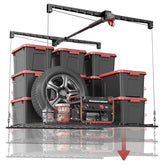 KOKORACKER overhead storage rack installation on garage ceiling for easy access