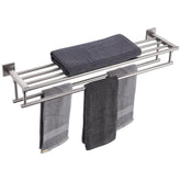KOKOSIRI towel shelf double-bars 32in brushed nickel keeps towels neatly organized