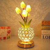 Komothala Tulip Flower Lamp battery life enabling extended cordless lighting on a nightstand