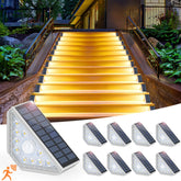 Kondras 8-pack motion sensor stair lights, front view, enhances outdoor step safety with auto-illumination.