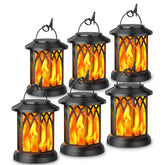 KOOPER 6-pack solar lanterns with dancing flame lighting up outdoor spaces.