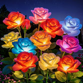 KOOPER solar flowers 6-pack outdoor lights illuminate patios with color-changing glow