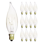 KOR 25W flame-tip clear E12 bulb for chandeliers, adds warm decorative glow.