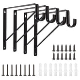 KOVOSCH heavy-duty closet brackets, front view, showing sturdy black finish for reliable shelf support.