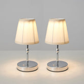 KPSHINE battery lamp in chrome finish, compact and cordless for clutter-free decor.