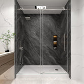 KPUY frameless shower door 60x76 with brushed nickel hardware for a modern bathroom