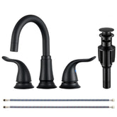 KPW matte black bathroom faucet with 8-inch wide spread for 3-hole sinks