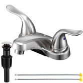 KPWATER dual handles brushed nickel bathroom faucet for precise control