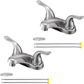 KPWATER brushed nickel bathroom faucet with 4-inch centerset for quick installation.