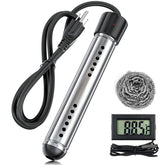 Krikle portable water heater with LCD display showing quick heat status