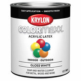 Krylon COLORmaxx gloss white paint bottle shows premium coverage