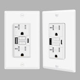 KRYNTO 20A GFCI outlet with USB Type-A and Type-C, front view for convenient charging.