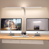 Ksunun double head LED desk lamp with extended light bar ideal for large desks and multi-monitor setups