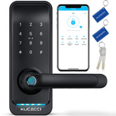 KUCACCI smart door lock with handle front view, quick keyless entry for busy households