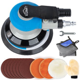 KUIMIT 5in Air Sander Kit front view shows compact palm design for precise control.