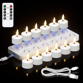 KunSwenn rechargeable tea lights on charging base for eco-friendly ambiance.