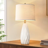 KunruiTAI 25 inch ceramic table lamp with geometric base for stylish ambient lighting